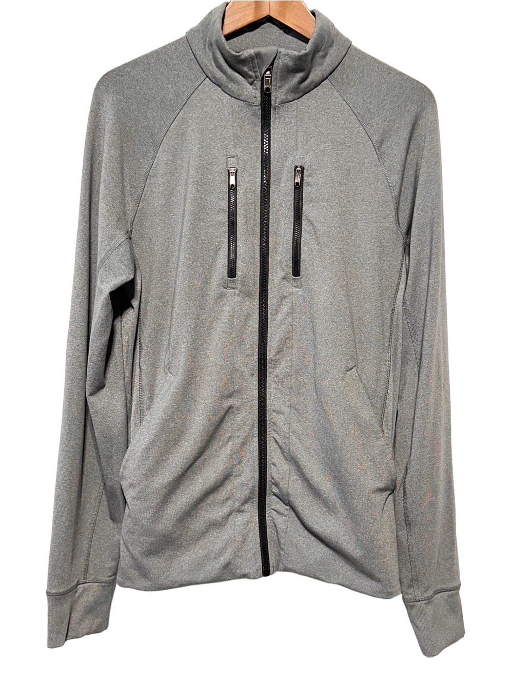Lululemon Heather Gray Full Zip Jacket Thumbholes Zip Pockets Size M